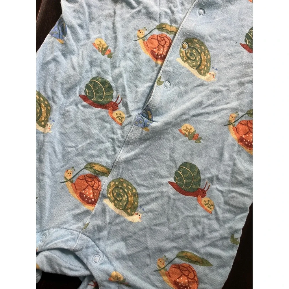 Angel Dear Bamboo Snail Print Sleeveless Romper Blue 6-12 Months Baby Boy Girl - Picture 3 of 4